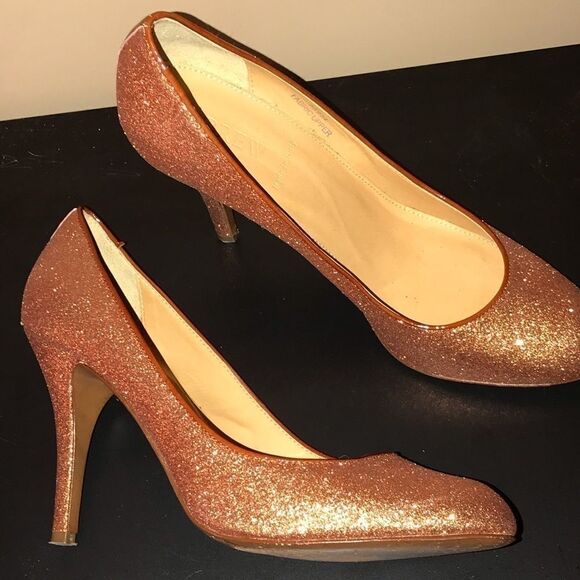 J Crew academia Rose gold glitter heels, sz 7.5, 3.5” heels - Picture 2 of 9